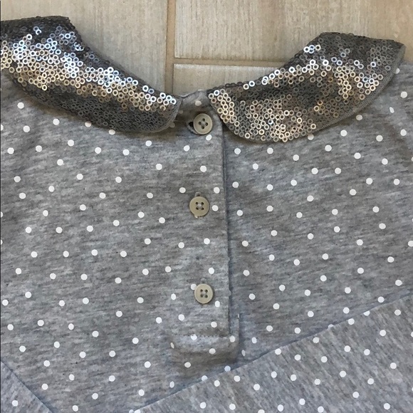 Girls Cotton Gray and White Dress - Picture 4 of 5